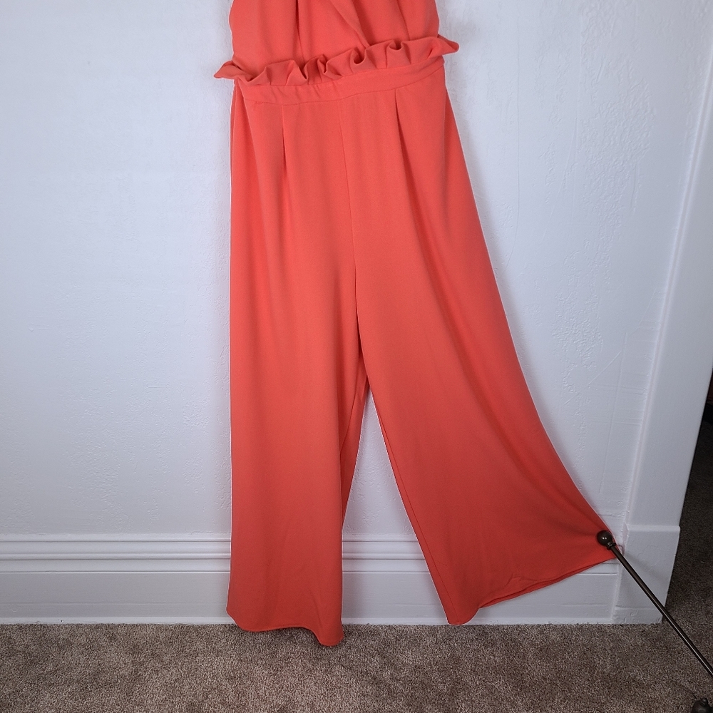 ASOS Halter Paperbag Coral Wide Leg Jumpsuit - Picture 5 of 12
